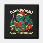 Book Dragon Christmas Reading Gift For Fantasy Lov マグネット (正面)