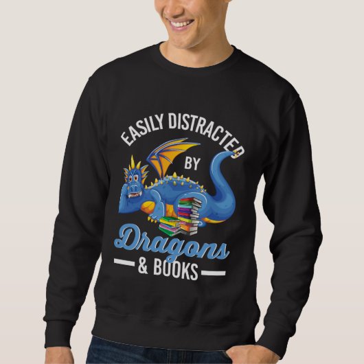 Book Easily Distracted By Dragons And Books スウェットシャツ (正面)