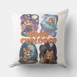 Book Explorer – Cute Cat Reading Adventure クッション
