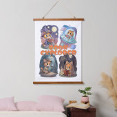 Book Explorer – Cute Cat Reading Adventure 吊り下げ型タペストリー (寝室)