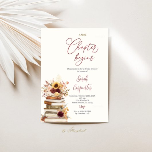 Book Fall Bridal Shower Invitation 招待状