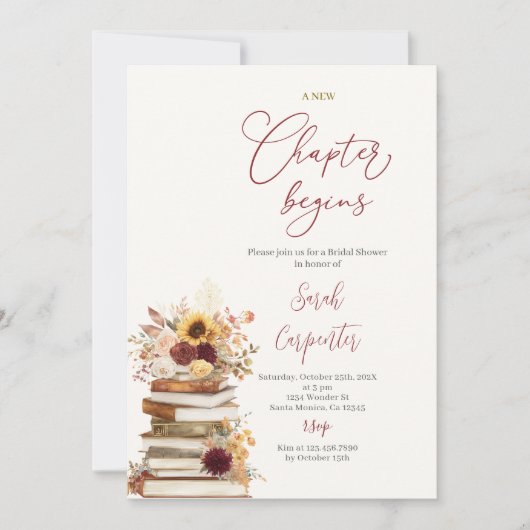 Book Fall Bridal Shower Invitation 招待状 (正面)