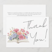 Book Floral Thank You サンキューカード (正面/裏面)