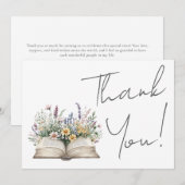 Book Floral Thank You サンキューカード (正面/裏面)