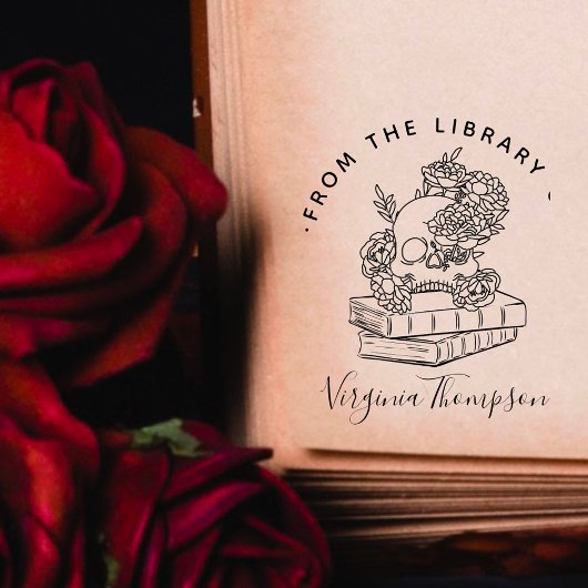 Book From The Library Gothicスカル&スクリプト ラバースタンプ