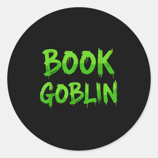 Book Goblin Funny Reading Or Writing School Studen ラウンドシール (正面)