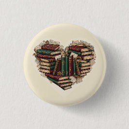 Book Heart Button | Vintage Aesthetic Reader Pin 缶バッジ