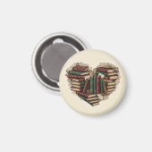 Book Heart Magnet | Vintage Aesthetic Reader Art マグネット (正面/裏面)