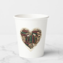 Book Heart Paper Cups | Vintage Aesthetic 紙コップ
