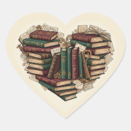 Book Heart Sticker | Aesthetic Vintage Bibliophile ハートシール
