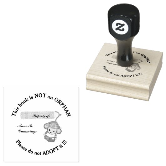 Book is Not an Orphan Please Do Not Adopt Monkey ラバースタンプ (押印)