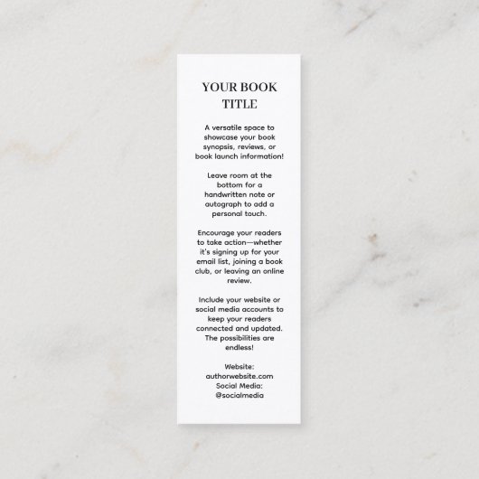 Book Launch | Author Mini Promotional Design スキニー名刺 (裏面)