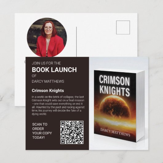 Book Launch Author Promo Photo QR Code ポストカード (正面/裏面)