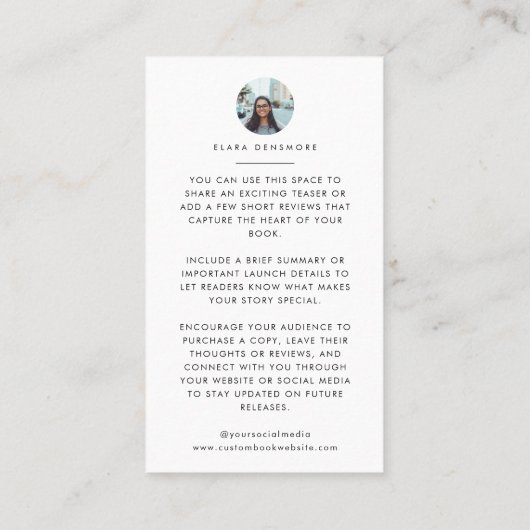 Book Launch Release Book Cover Promotional Author 名刺 (裏面)