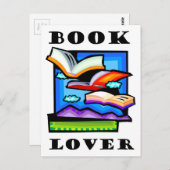 "Book Lover" – の飛んでいる書籍とペー読ジ ポストカード (正面/裏面)