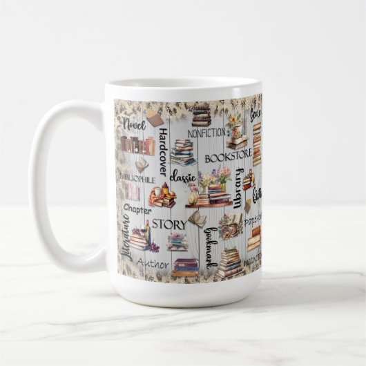 Book Lover Bibliophile Readers Mug Gift コーヒーマグカップ (左)