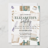 Book Lover Birthday Party Invitation in White 招待状 (正面)