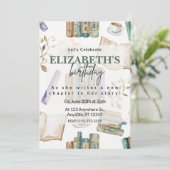 Book Lover Birthday Party Invitation in White 招待状 (スタンド正面)