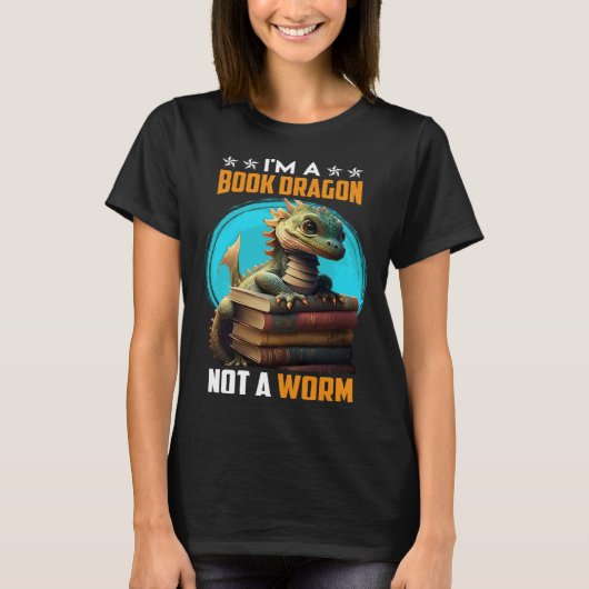 Book lover Book Dragon Reading friends bookworm Bo Tシャツ (正面)