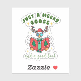 Book Lover Christmas Merry Goose シール