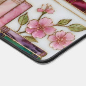 Book Lover Desk Mat | Floral Bookshelf Mouse Pad デスクマット (コーナー)