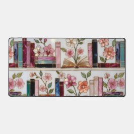 Book Lover Desk Mat | Floral Bookshelf Mouse Pad デスクマット