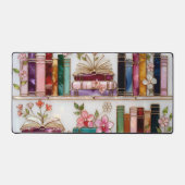 Book Lover Desk Mat | Floral Bookshelf Mouse Pad デスクマット (正面)