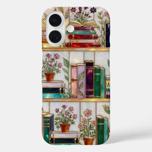 Book Lover Floral Bookshelf iPhone Case Case-Mate iPhoneケース (裏面)