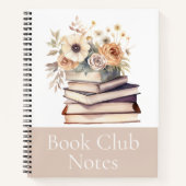 Book Lover Gift Floral Book Club Notebook ノートブック (正面)