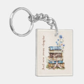 Book Lover Gift with Floral Book Stack キーホルダー (正面左)