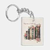 Book Lover Gift with Soft Floral Design キーホルダー (正面左)