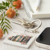 Book Lover Gift with Soft Floral Design キーホルダー (正面右)