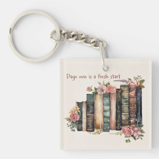 Book Lover Gift with Soft Floral Design キーホルダー (正面)