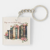 Book Lover Gift with Soft Floral Design キーホルダー (裏面)