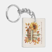 Book Lover Gift with Sunflowers Acrylic Keychain キーホルダー (正面左)