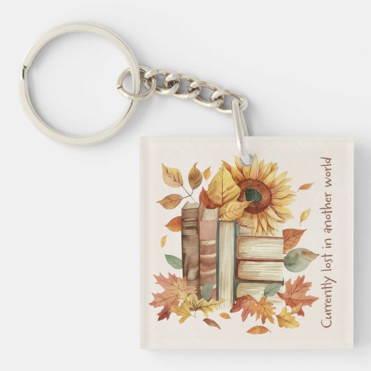 Book Lover Gift with Sunflowers Acrylic Keychain キーホルダー (正面)