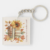 Book Lover Gift with Sunflowers Acrylic Keychain キーホルダー (裏面)