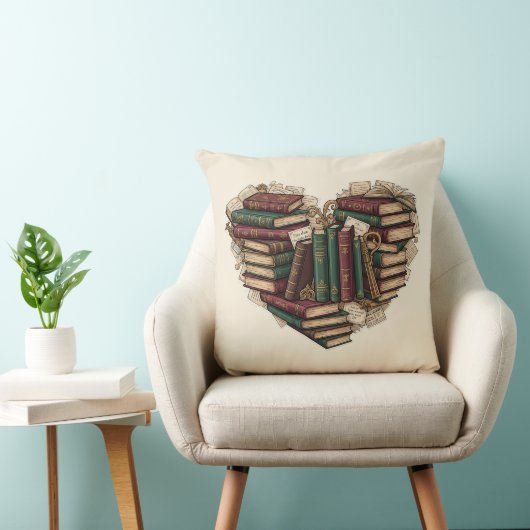 Book Lover Heart Throw Pillow クッション (椅子)