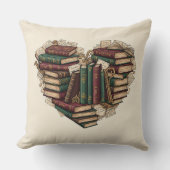 Book Lover Heart Throw Pillow クッション (正面)
