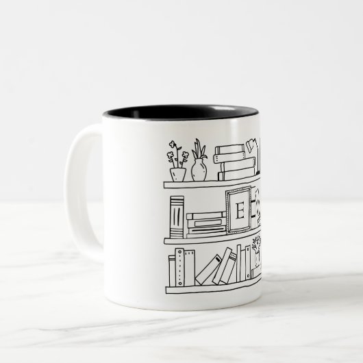 Book Lover Monogrammed Gift ツートーンマグカップ (正面左)