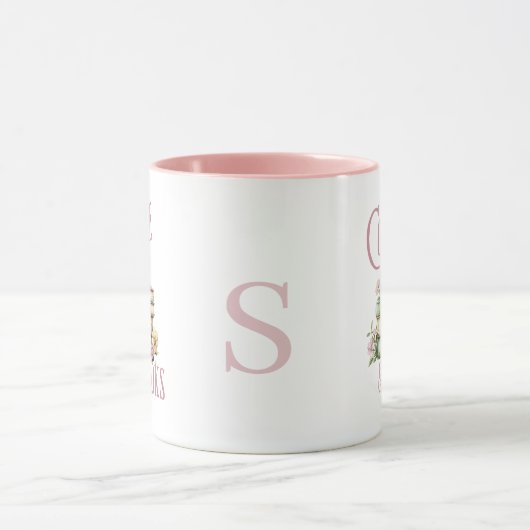 Book Lover Pink Handle Initial Mug マグカップ (中央)