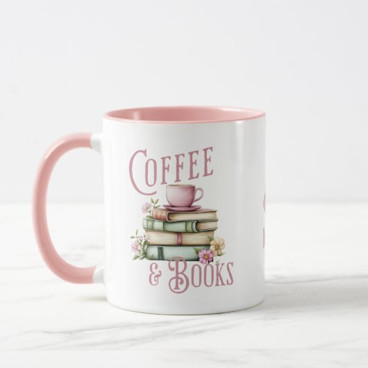 Book Lover Pink Handle Initial Mug マグカップ (左)