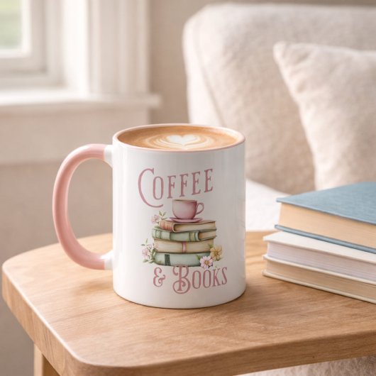 Book Lover Pink Handle Initial Mug マグカップ