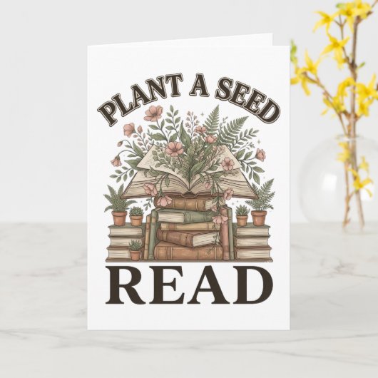 Book Lover Plant A Seed Read Reading Teacher Gift  カード (黄色い花)