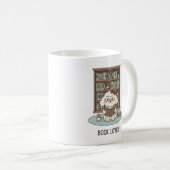 Book Lover Poodle Puppy Pastel Reading Mug Design コーヒーマグカップ (正面右)