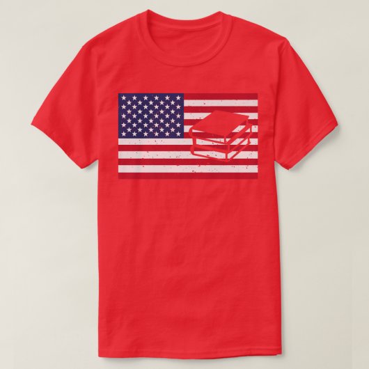 Book Lover Reading Librarian American US Flag 4th Tシャツ (デザイン正面)