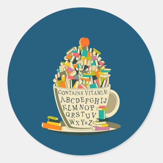 Book Lover Reading Mug Cute Teacher Librarian  ラウンドシール (正面)