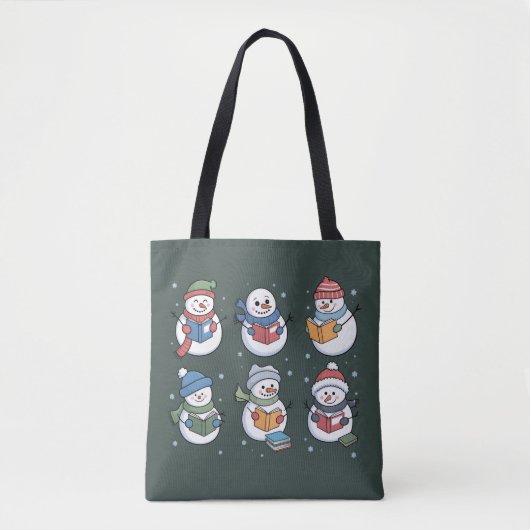 Book Lover Snowman Reading Gift Teacher Winter  トートバッグ (正面)