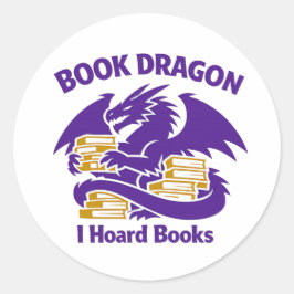 Book Lover Sticker | Book Dragon I Hoard Books Vin ラウンドシール