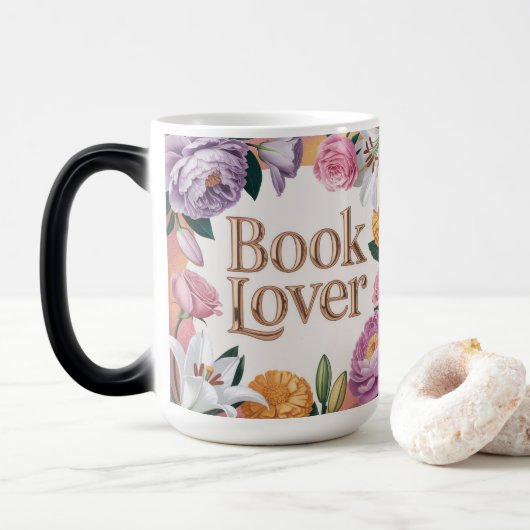 Book Lover White Floral Mug モーフィングマグカップ (ドーナツ)